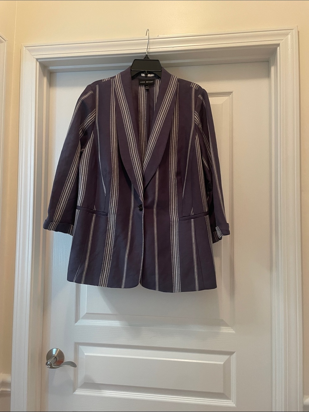 Lane Bryant Navy blue/Purple Blazer with Cream Stripes